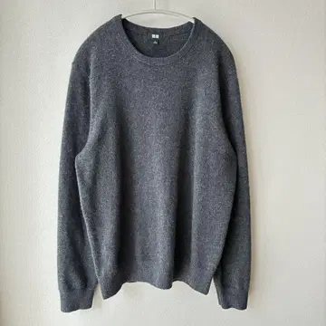 유니클로 UNIQLO 캐시미어 100% 다크 그레이 L 라운드넥 스웨터
