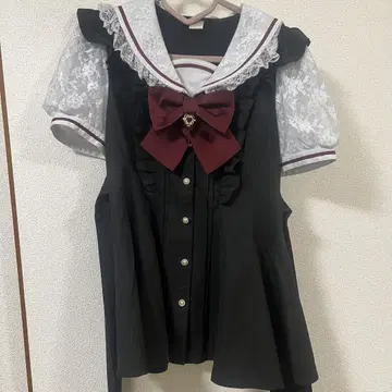 시크릿허니 레이스 세일러 카라 셋업 블랙