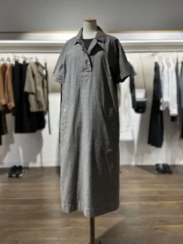 MHL 24ss. 코튼 린넨 셔츠 원피스 반팔