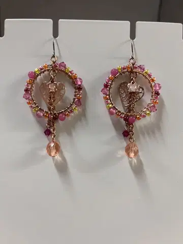 ANNA SUI 안나수이 핑크 서클 귀걸이 비즈 반지