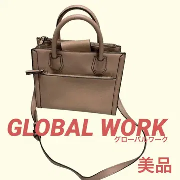 글로벌 워크 GLOBAL WORK 스퀘어 숄더 미니 토트 핑크 새상품급