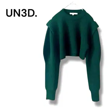 새상품급 UN3D(언쓰리) 니트 숏 그린 여성용 숏 기장