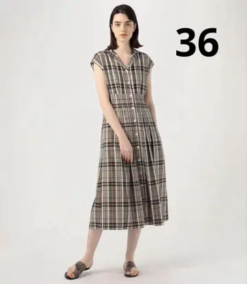 Ballsey 투모로우랜드 머리핀 플래드 오픈 카라 셔츠 원피스