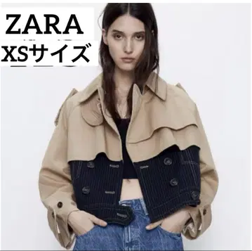 새상품급 ZARA 자라 숏 대비 트렌치코트 베이지 절개