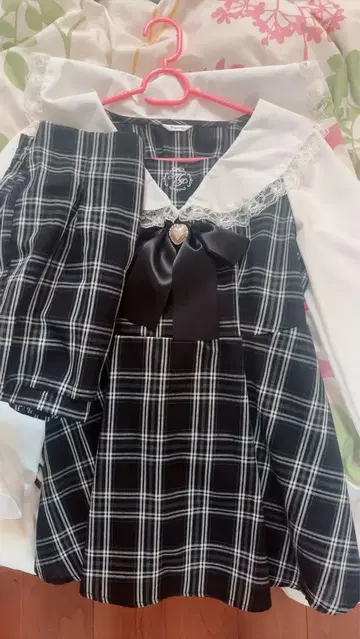 Majorety 세일러 카라 체크 무늬 셋업 지뢰계 셋업