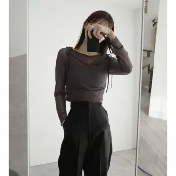 amel 튤 레이어드 리본 상의