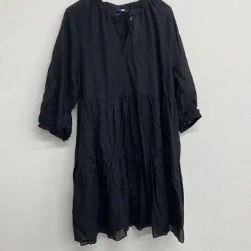 새상품 UNIQLO 티어드 미니 원피스 7분 소매 블랙 XL 49