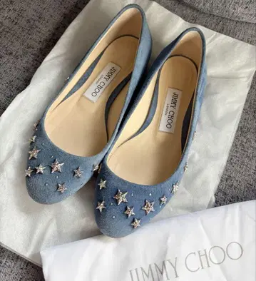 JIMMYCHOO 스타 스터드 플랫슈즈 데님