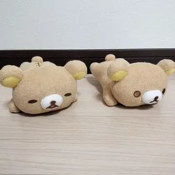 리락쿠마 타월 원단 엎드린 봉제 인형 2개 세트