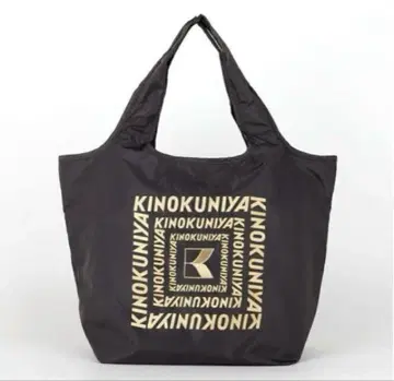 기노쿠니야 KINOKUNIYA 정리형 보냉백 골드 리프 로고 라메 있음