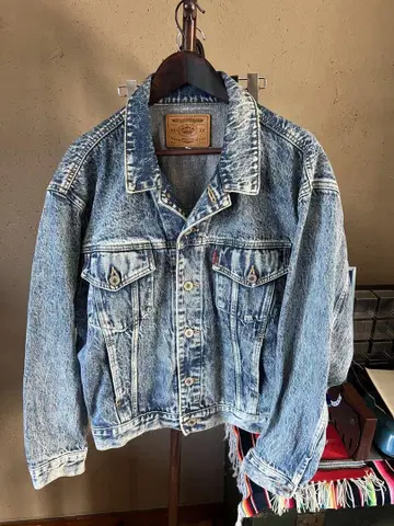 80s 빅 존 일본제 케미컬 데님 자켓