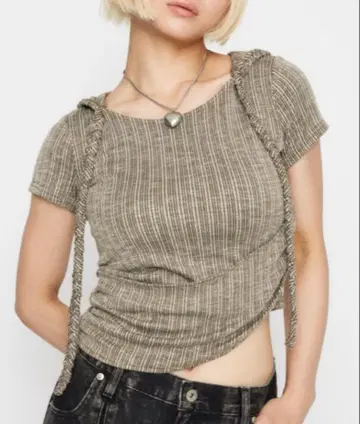 LAGUA GEM HOODIE BRAID 상의 카키