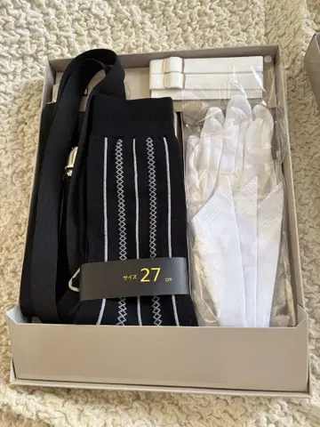결혼식 포멀 잡화 4세트 서스펜더 양말 27cm 흰 장갑 미사용