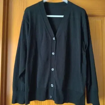 무인양품 V넥 가디건 면 폴리에스테르 XL 블랙