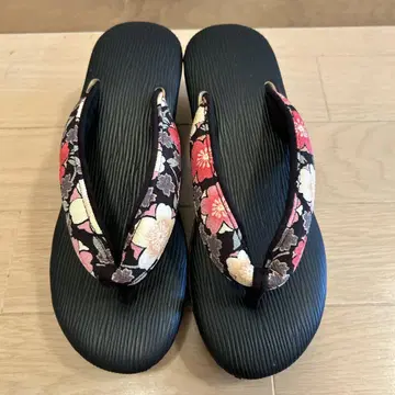 꽃무늬 조리 웨지솔 블랙 M 사이즈