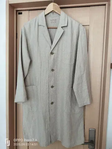나카가와 마사시치 상점 두꺼운 린넨 겉옷 코트 아이보리