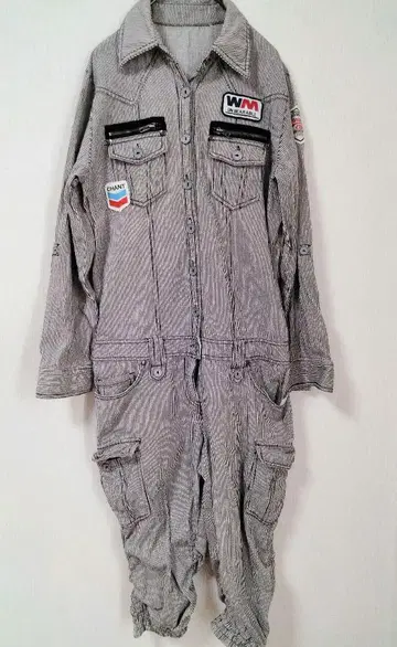 멋진 작업복 와펜 자수 히코리 스트라이프 긴팔