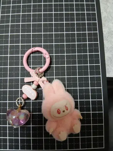 러브러브 LABUBU 봉제 인형 키링 핑크
