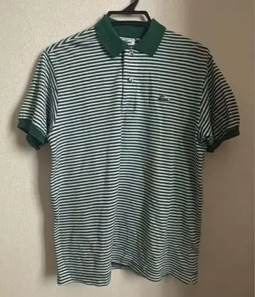Lacoste 라코스테 그린과 화이트 스트라이프 피케 셔츠