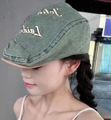 보우 워시 데님 베레모 레트로 포워드 햇 페인터 햇