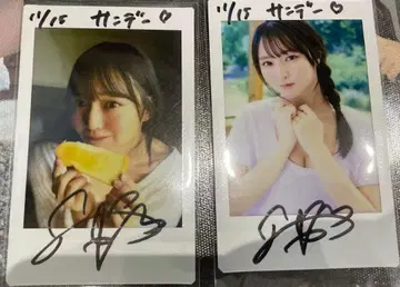 진메 노도카 나란 노도카 친필 사인 폴라로이드 두 장