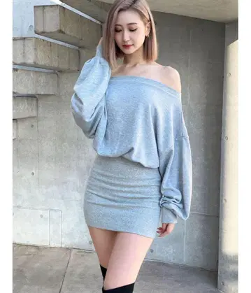 GYDA 도킹 오프숄더 맨투맨 원피스 제이다 프리 사이즈