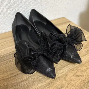 RANDA 리본 라메 플랫 펌프스 23cm