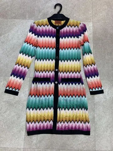 MISSONI 멀티 컬러 레인보우 보더 가디건 이탈리아제 38