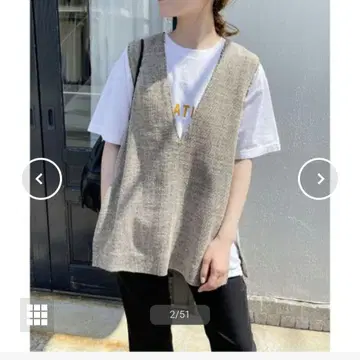 [ 새상품급 ] Spick & Span 린넨 트위드 V넥 베스트