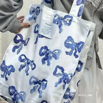 POPPY 토트백 파랑 리본