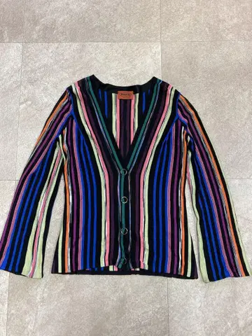 MISSONI 멀티 컬러 레인보우 보더 가디건 이탈리아제 40