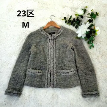 23구 노카라 자켓(M) 모헤어 혼방 라이트 그레이 프론트 후크
