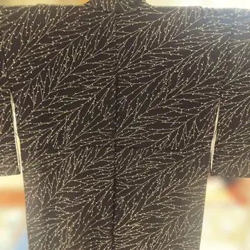 순수 실크 크레이프 원단 블랙 가지 무늬 코몬 기모노