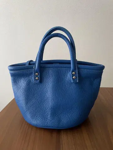 Luxville 한국제 천연 가죽 버킷 토트백 S 사이즈 블루
