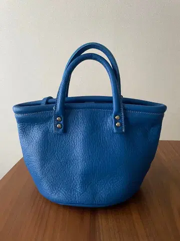 Luxville 한국제 천연 가죽 버킷 토트백 S 사이즈 블루