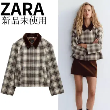 ZARA 체크 무늬 케이프 자켓 M