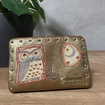 ANNA SUI 가마구치 지갑 올빼미 스터드 골드