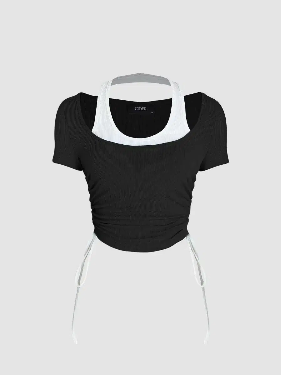 Shop Sidera Two-tone Shirring Knot Short-Sleeved Top M