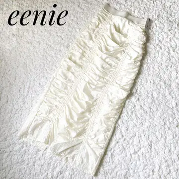 [ 새상품 ] eenie 이니 개더 나일론 롱 스커트 화이트