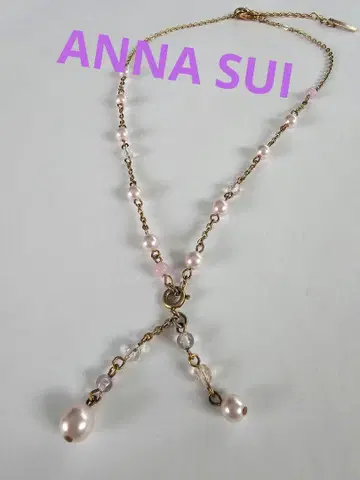 ANNA SUI 펄과 크리스탈 비즈의 롱 목걸이