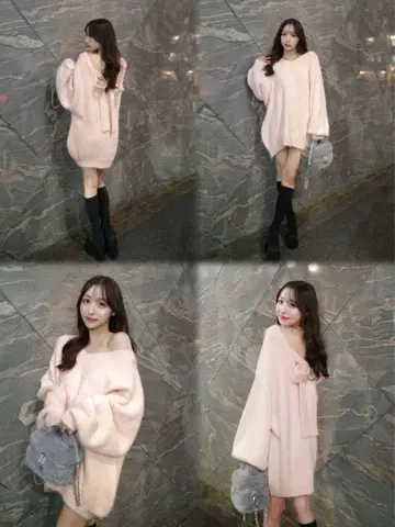 빅 리본 백 오픈 니트탑 핑크 택 포함 미사용 새상품입니다