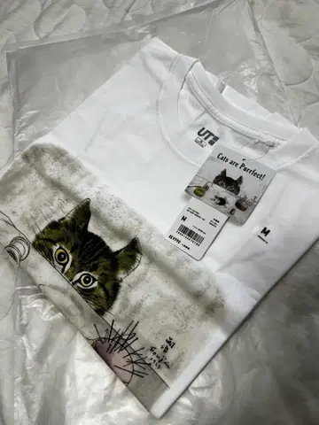 유니클로 후지타 츠구하루 고양이 T셔츠 M 택 포함 미사용 새상품