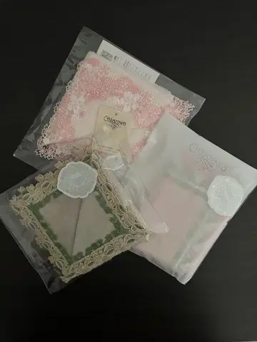 치카자와 레이스 타월 손수건 봄날의 만개 다도 꽃보다 경단 3개 세트