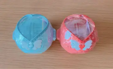 클리어 컴팩트 케이스 레드 블루 가챠