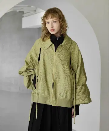 seyto Jacquard cut out gather blouson