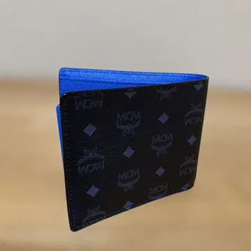 MCM 이단 접이식 지갑 wallet 블랙 x 파랑