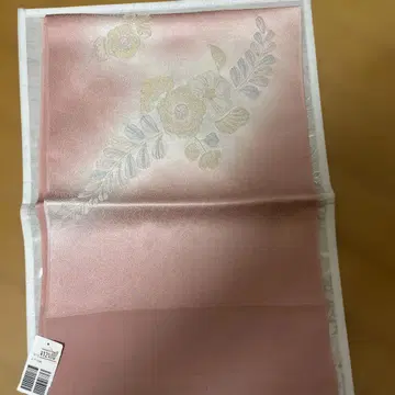 새상품 순수 실크 꽃무늬 자수 핑크 오비 장식 천
