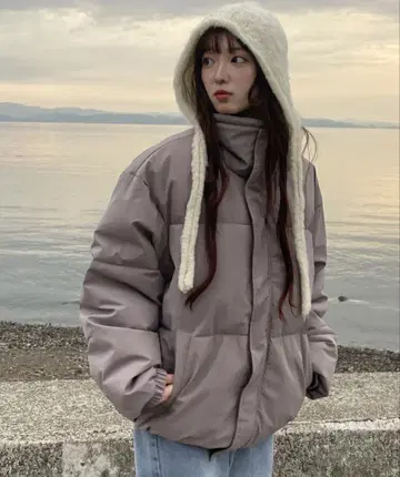 [ PICSAS ] 오버 사이즈 하이넥 볼륨 패딩 자켓