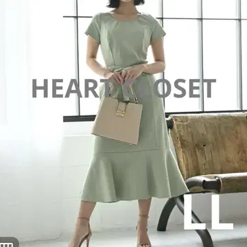 하트 옷장 반팔 리브 머메이드 원피스 민트