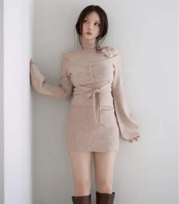 Flower knit set up pink andmary